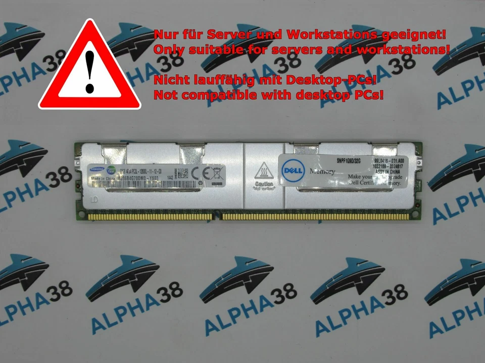 Samsung 32 GB DDR3-1600 PC3L-12800L M386B4G70DM0-YK0 CL11 12V Server Ram ECC