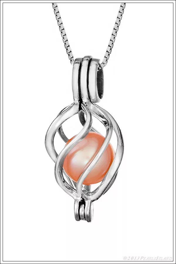 Pick a Pearl TWISTED 925 Sterling Silver Pearl Cage Pendant