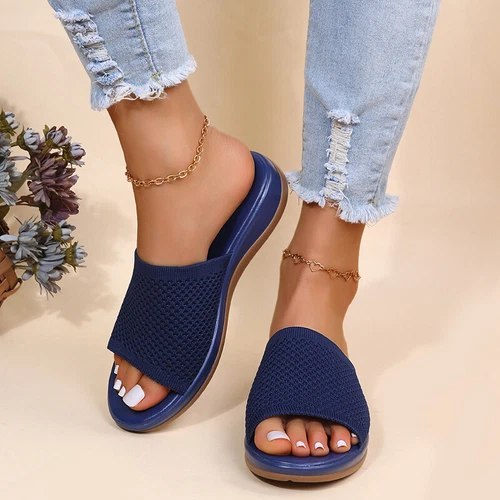 Womens Flats Ladies Slip On Fashion Slides Mules Sliders Summer Beach Sandals Sz - Picture 17 of 36