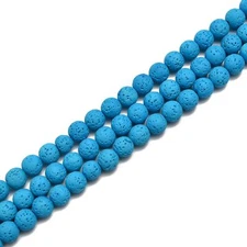 Bright Blue Lava Rock Stone Beads Size 6mm 8mm 10mm 15.5" Strand