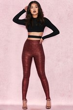 New House Of Cb Charity Metallic Wine Bandage Pants XS Rrp $261 Sold Out