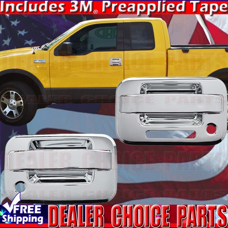 2004-2014 Ford F-150 Chrome 2 Door Handle COVERS No PSK+Tailgate w/Cam & Keyhole