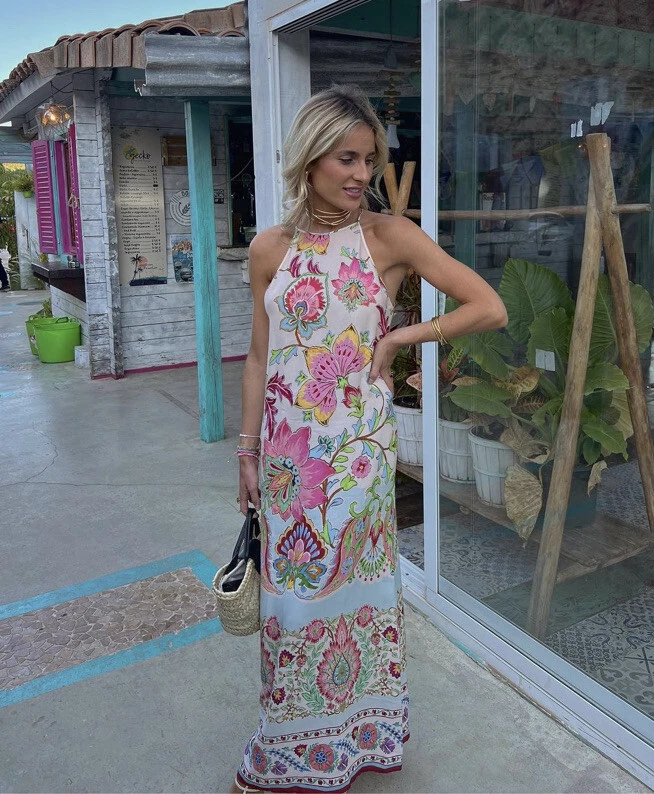 Printed flowing store dress zara