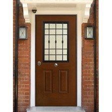 Porta Blindata con Vetro per Esterno Pannello in Vetroresina e Grata in Ferro