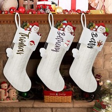 Personalized Christmas Stocking Tags  Wooden Acrylic Name Gift Tags with Loop