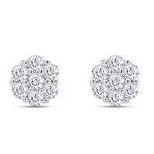 Moissanite VVS Flower Cluster Earrings 925 Silver Stud Earrings 0.50 - 2 CTW