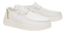 HEY DUDE 43682/100 WENDY RISE PERF CANVAS STRINGATE SCARPE DONNA LACCI WHITE