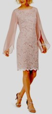 Connected Apparel Womens Lace Chiffon Party Cocktail Dress Size 4 Light Pink