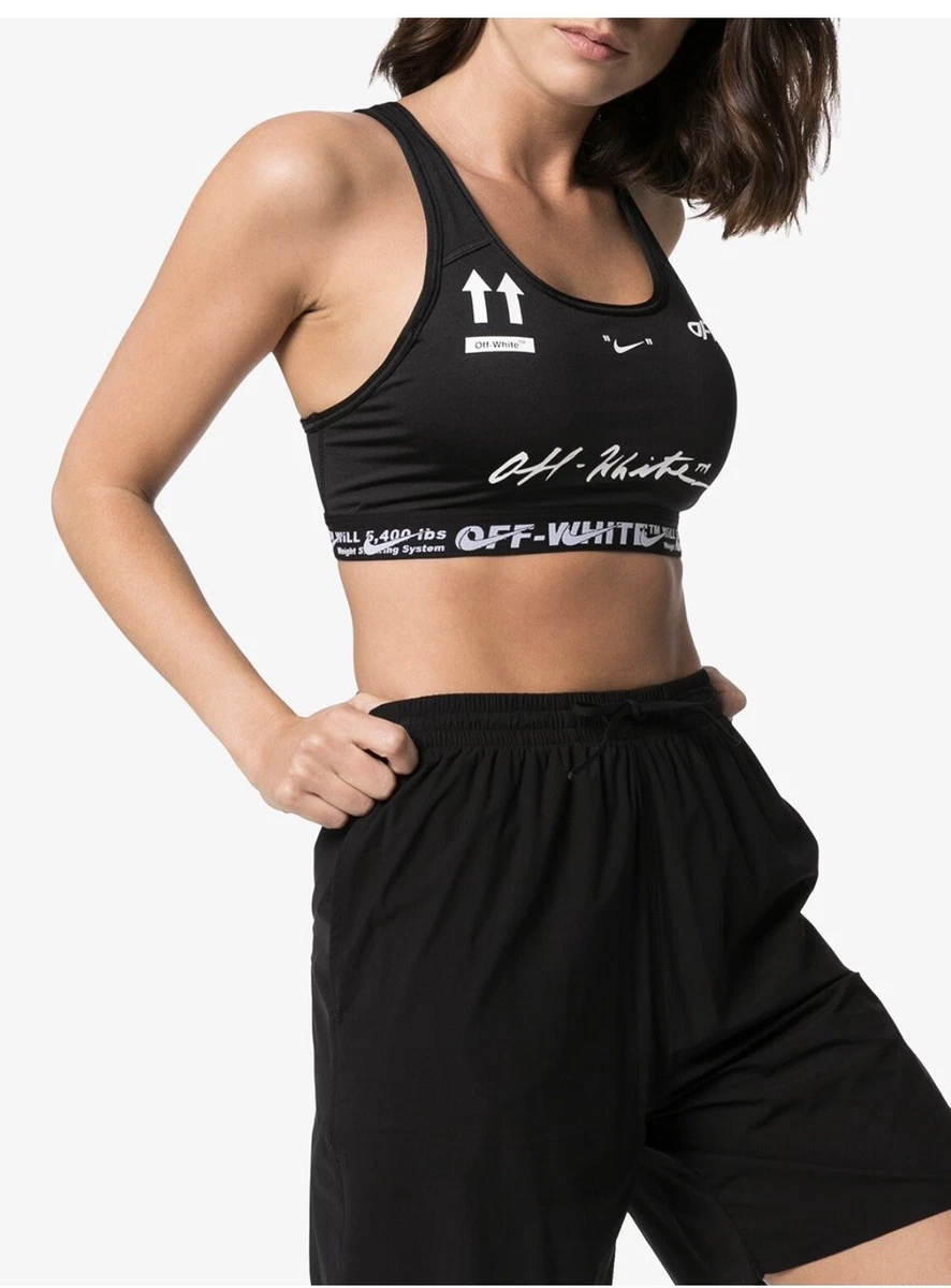 NEW XL NIKE OFF-WHITE VIRGIL LOGO script Sports Bra Black