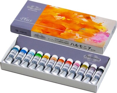 Kusakabe Harmonia Plus Transparent Watercolors 10ml 12 Colors Set Granulation