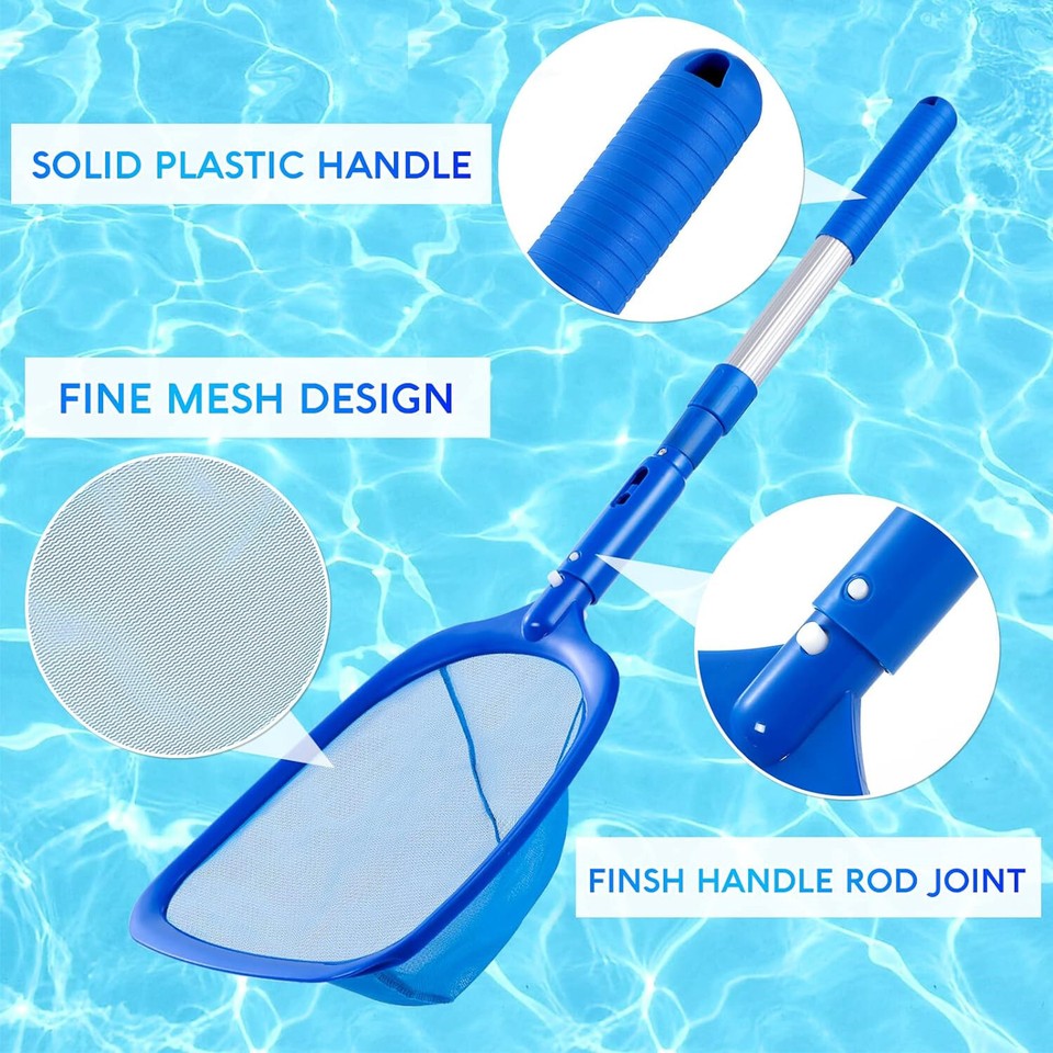 Pool Rake Skimmer Net Heavy Duty Pool Skimmer Leaf Rake Net Cleaning Swimming Pool Fine Mesh ...