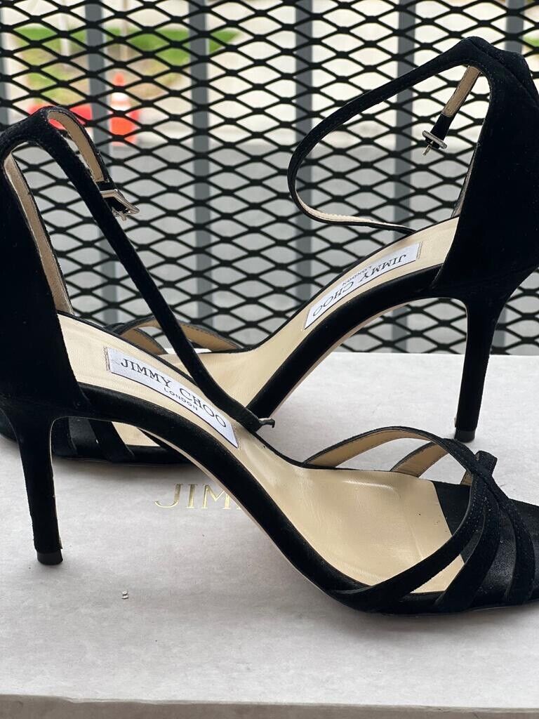 Jimmy Choo Dinda 85 Black Heeled Open Toe Ankle Strap Jimmy Choo Dinda 85 Black Heeled Open Toe Ankle Strap