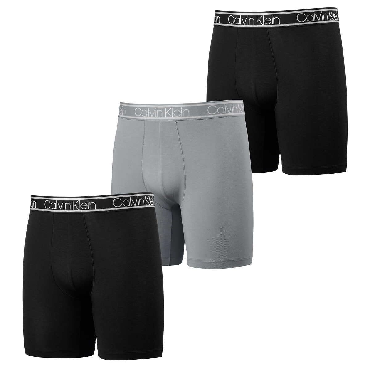 Calvin Klein Men's Boxer Brief, 3 Pack (Black/Black/Gray, X-Large)
