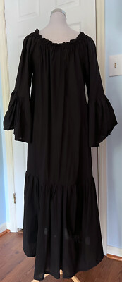 NWOT Black Muslin Brooke Underdress Renn Faire Cosplay Dress Bell Sleeves Medium