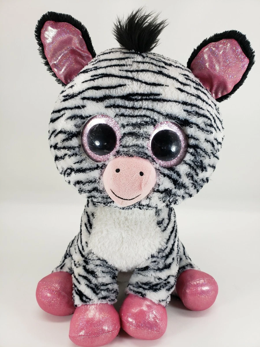 Ty Beanie Boos 17 IZZY ZEBRA Big Eyes Pink Feet Large Plush