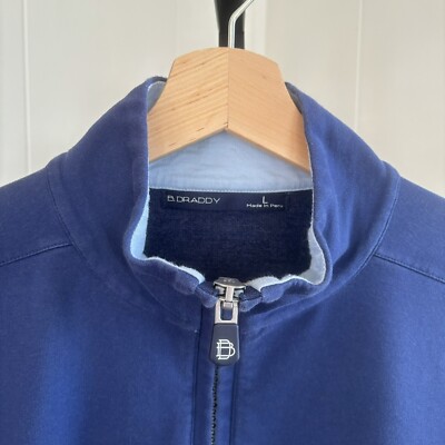B. Draddy 1/4 Zip Golf Performance Pima Cotton Blend Blue Pullover Mens Large