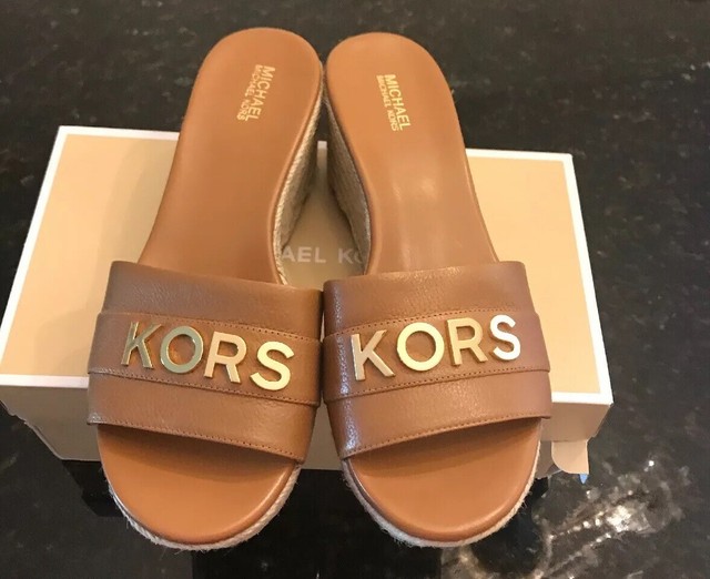 NWT Michael Kors Brady Leather Wedge Platform Sandals Size 7 | eBay