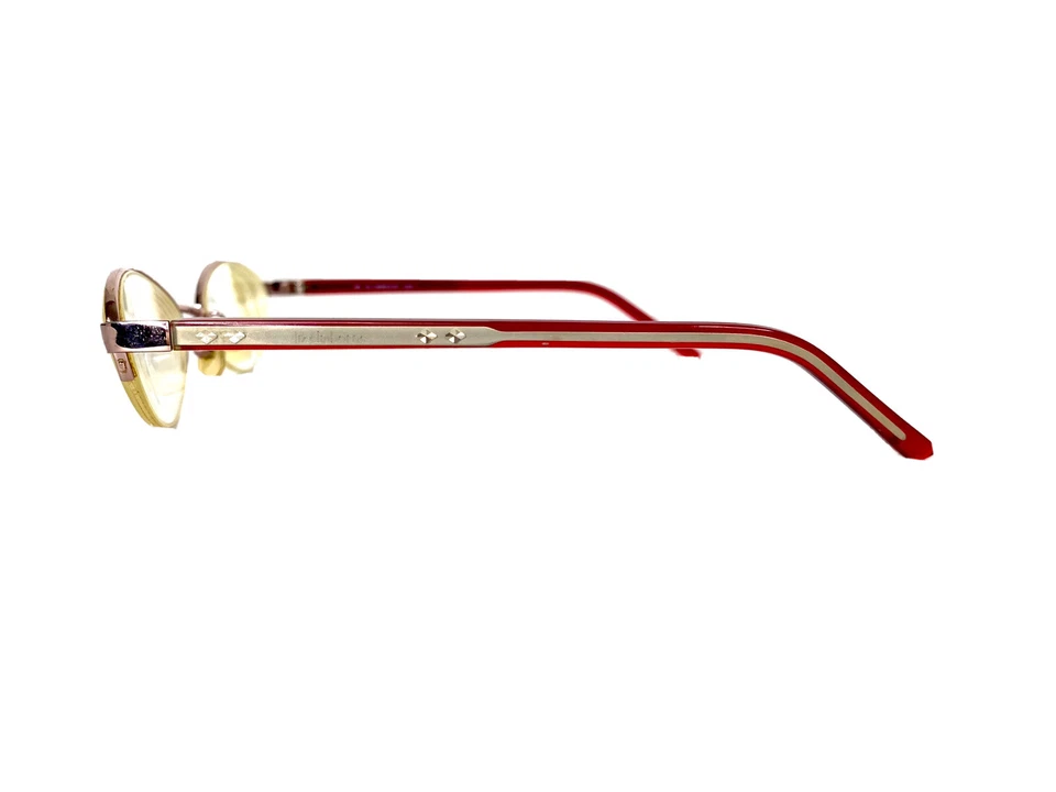 Liz Claiborne Oro Ovalado Metal Medio Borde Rojo Transparente Templos Gafas L327 47 18 130 Foto 3 de 4