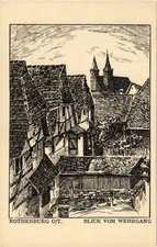 Old postcard postcard Rothenburg - view from the weirgang GERMANY (941017)