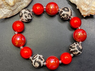 Armband Miracle Beads + Leo div. Perlen Acryl  Gr. S-M Magic Beads #996-1