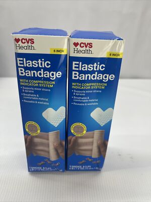 2- 6inch X1.8yds Elastic Bandage with Clips And Compression Indicator Box Damage