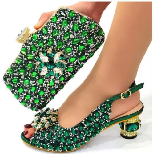 Damen Strass Schuhe und Tasche Set Schuhe Sandalen Mitte 6 CM Luxus Party Mode - Bild 18 von 20