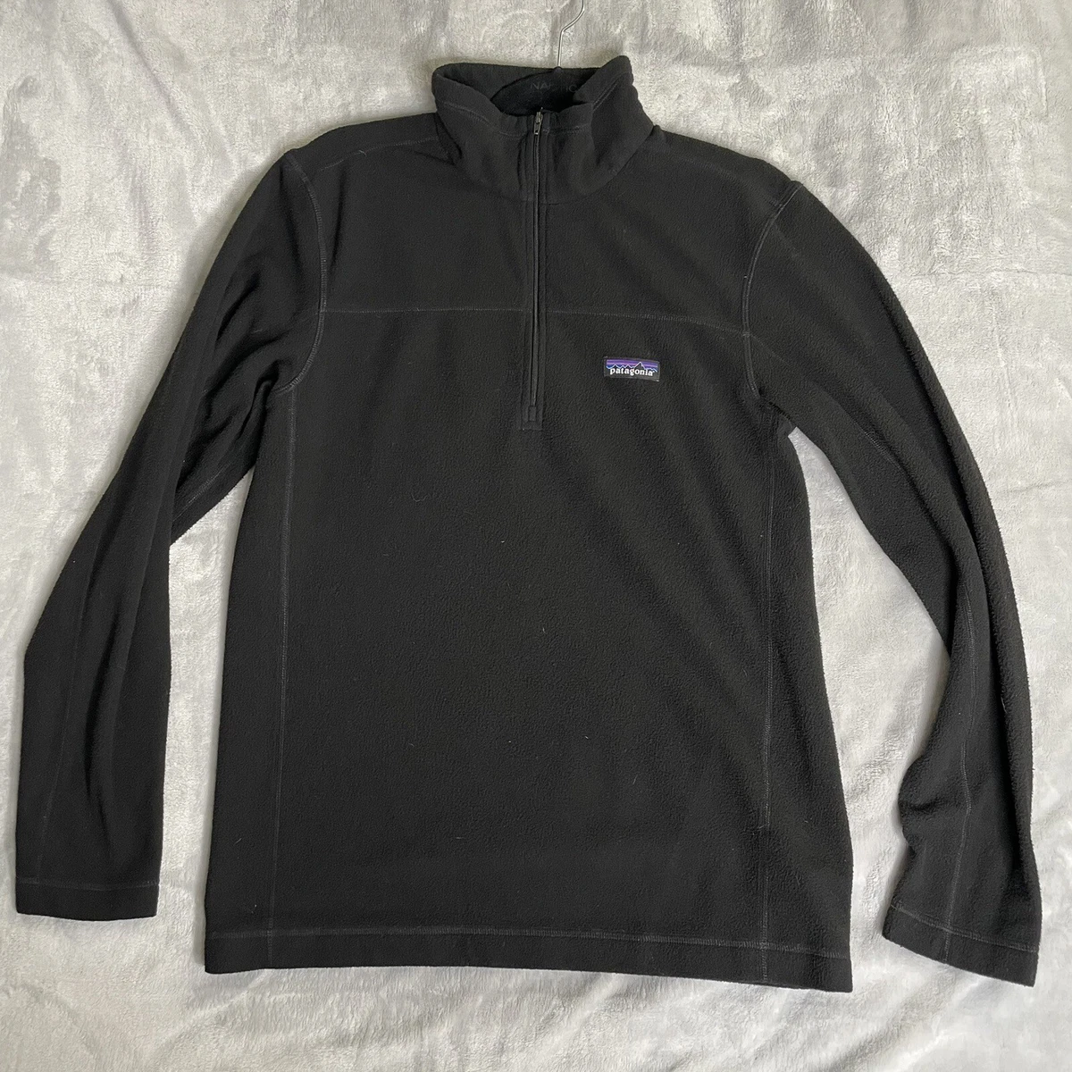 Patagonia Mens Sweater 1 4 Zip Pullover Size Medium Black Fleece