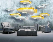 3D Relief Fortune Fish Self-adhesive Removeable Wallpaper Wall Mural