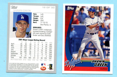 Shawn Green 2002 Topps POST CEREAL #18 of 30 Dodgers t - 10 | eBay