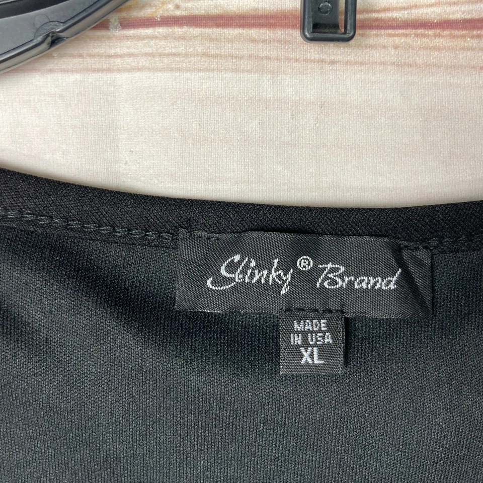 Blusa de encaje negra Slinky Brand para mujer XL hombro frío ojo de cerradura cuello pulóver Foto 3 de 4