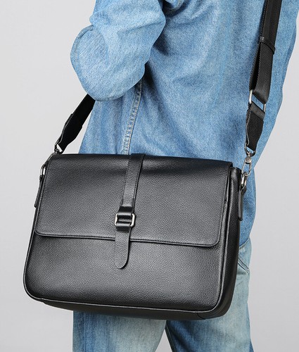 Hombres Cuero Genuino Laptop Bolso de Hombro Maletín Bolso de Mano Cartera Negocios Viajes - Imagen 3 de 9