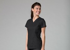 New Eon By Maevn 1708 Women's Active V-Neck Pocket Scrub Top
