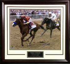 Mike Smith signed 16x20 Justify Triple Crown Belmont photo framed auto Steiner