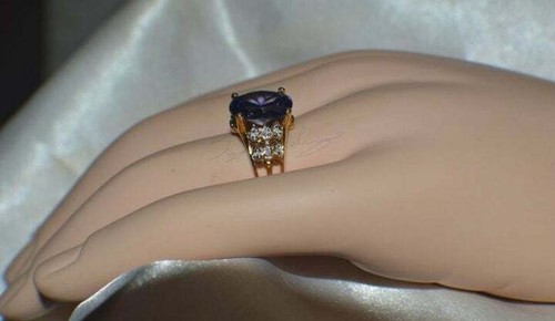 8k. PREMIUM AAA TANSANIT & 14 MAKELLOSE DIAMANTEN STAMMESZIGEUNER 14K YG PL S-8. - Bild 9 von 12