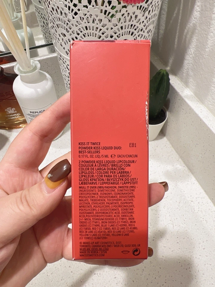 MAC Kiss It Twice Powder Kiss Liquid Lipstick Duo Best Sellers Brand New in Box - Image 2 of 4