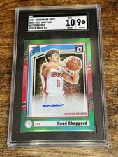 Reed Sheppard 2024-25 Donruss Optic Green Prizm Rookie Auto 4/5 SGC 9 AUTO 10