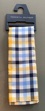 Tommy Hilfiger Men's 100 Silk Colorful Pocket Square, Blue Yellow Plaid