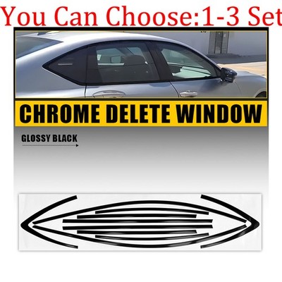 Black Chrome Delete Blackout Vinyl Overlay Fit Acura TLX 15-20 Window Trim 1-3X