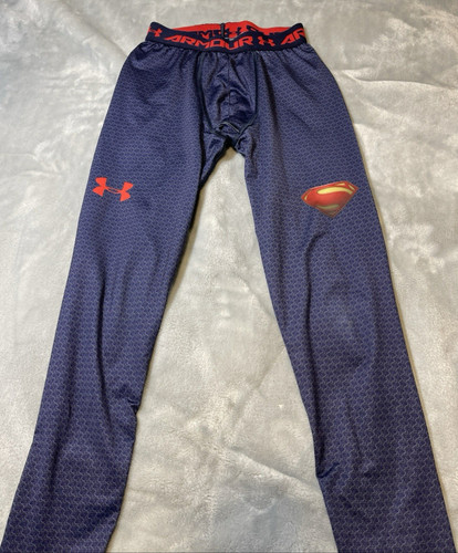 Under Armour Superman Base Layer Pants Youth Med Heatgear Sport Activewear