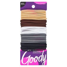 Goody Ouchless Elastic Hair Ties - 50 Ct, Assorted Neutrals, 2MM Rubber Bands---