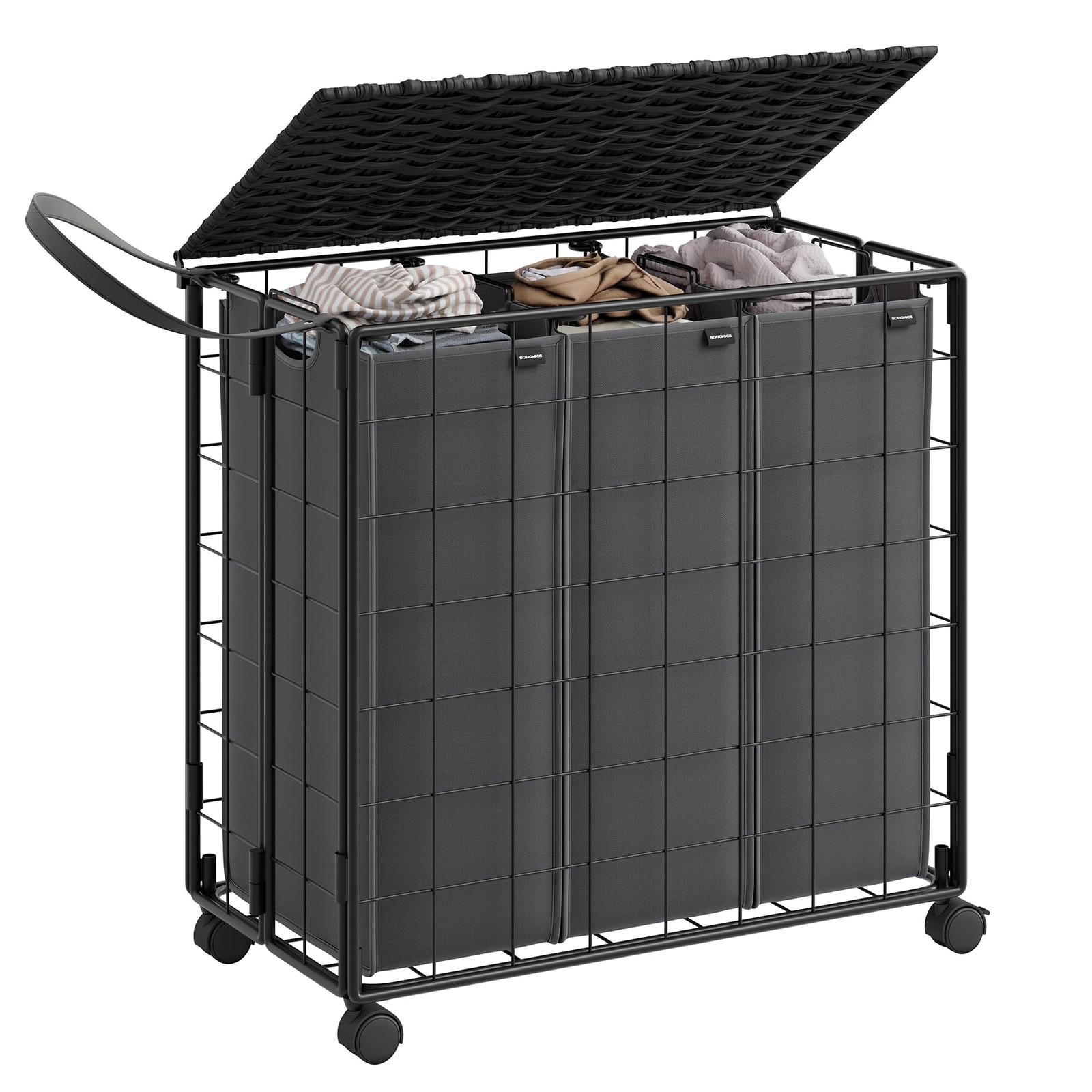 SONGMICS Laundry Hamper 130-литровая корзина для белья с крышкой LCB313 - Черныйсерый 9290₽