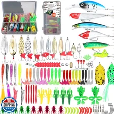 EXAURAFELIS Fishing Gear 128pcs Saltwater Fishing Lures Kit Bass 