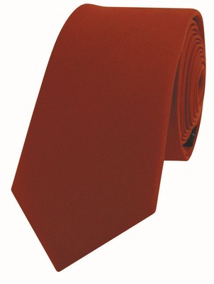 David Van Hagen Mens Luxury Thin Satin Silk Tie - Burnt Orange