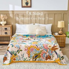 Boho Floral Large Cotton Throw Blanket 60 80