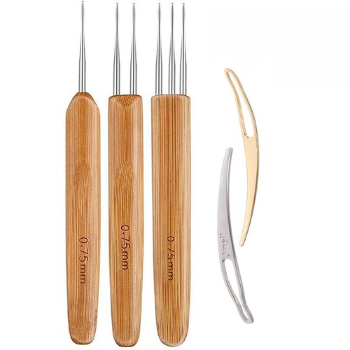 0.75mm Bamboo Handle Crochet Dreadlock Hook Needle Tool Braiding Hair Making - Picture 3 of 7