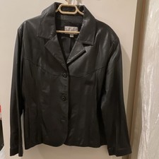 Wilsons Leather Maxima Women Black Button Collared Pockets Basic Jacket - XXL