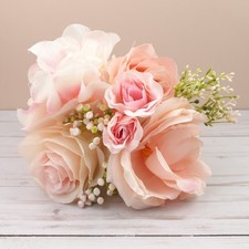 Flower Bouquet Spring Floral Decor Wedding Romantic Pink Peach F1
