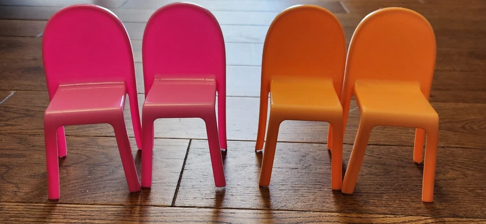 4 sillas Barbie Dream House 2018 rosa naranja Mattel nuevas Foto 2 de 3