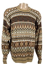 Vintage Tricots St Raphael Sweater Fair Isle Crewneck USA Made Mens Large