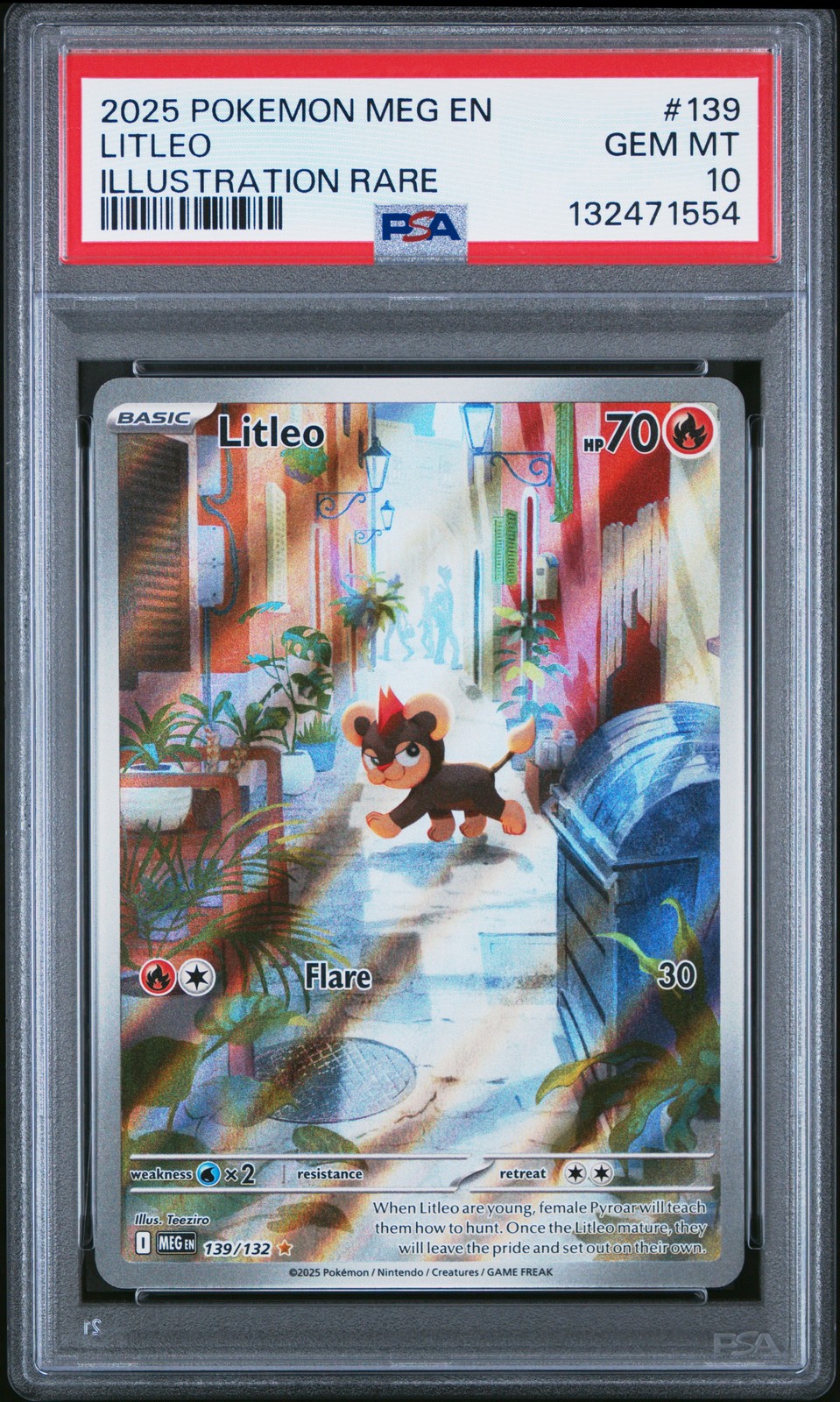 2025 POKEMON MEG EN-MEGA EVOLUTION ILLUSTRATION RARE #139 LITLEO PSA 10